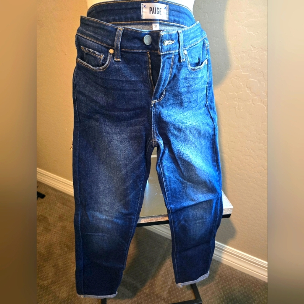PAIGE Blue Ankle Cropped Jeans